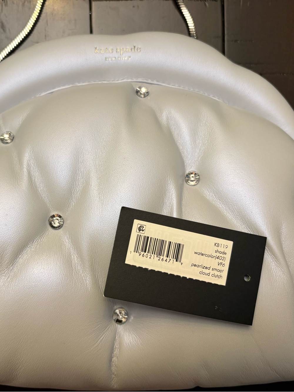 kate spade powder blue quilted crystal-accent cloud clutch - Picture 6 of 12